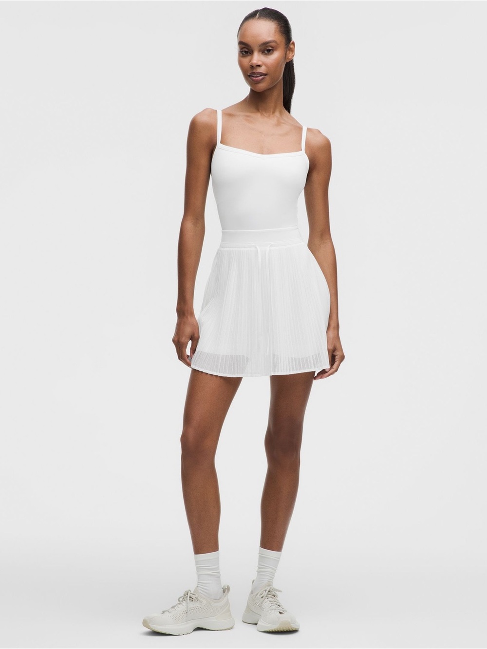Lululemon White Pleated Mini Dress